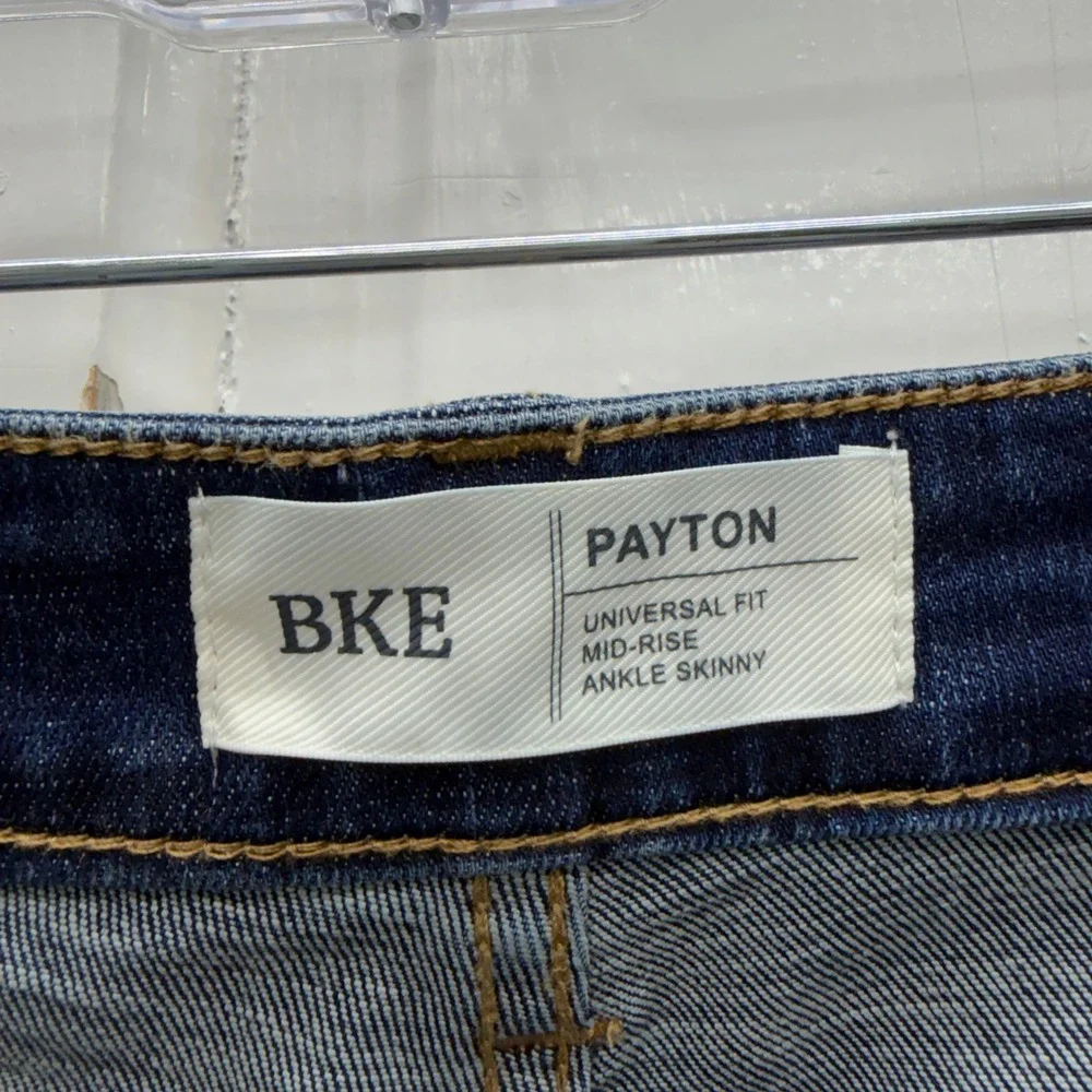 BKE Payton universal fit mid rise ankle skinny denim jeans distressed women's 36